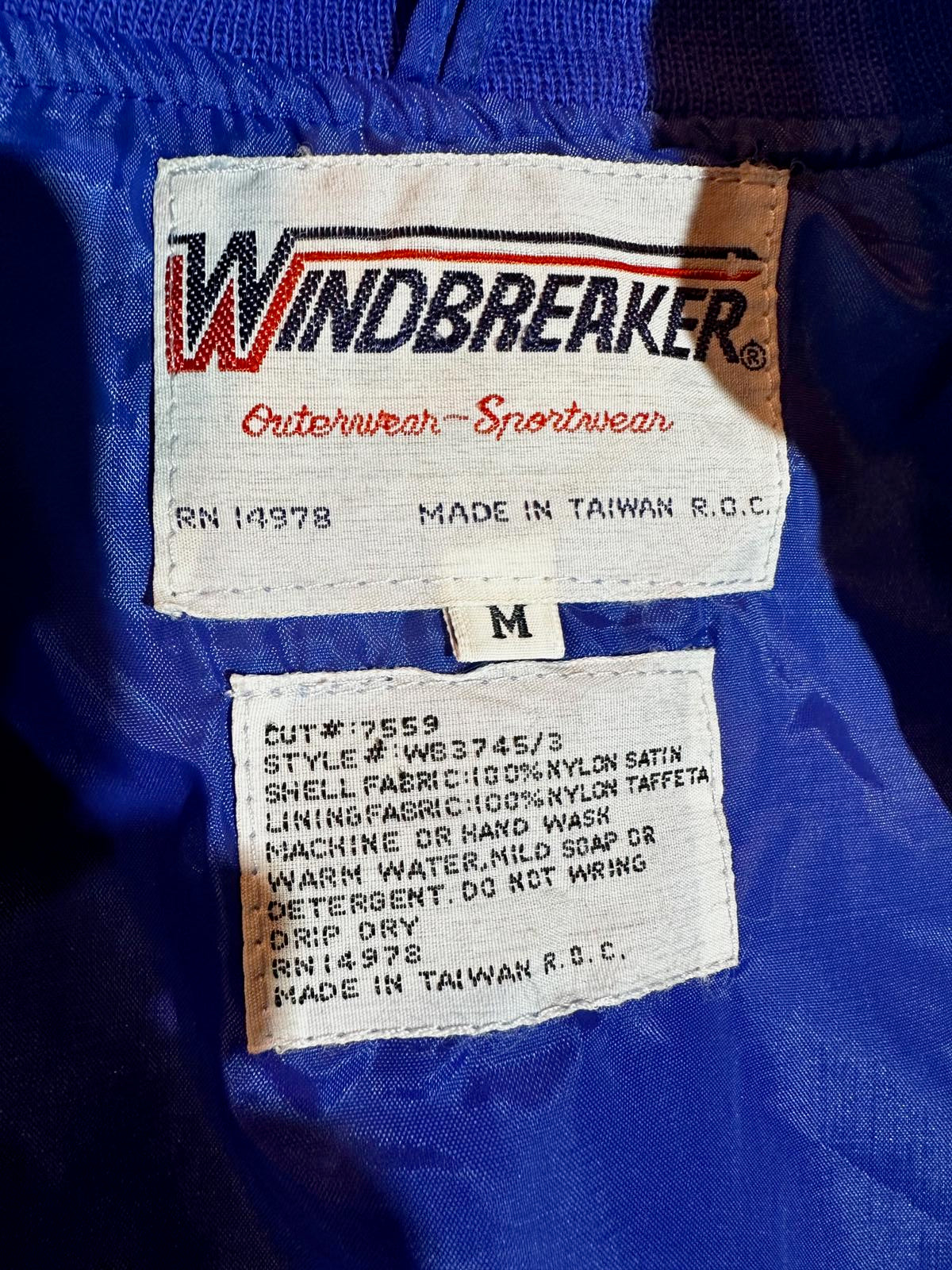 Vintage Windbreaker Satin Jacket Blue Orange M