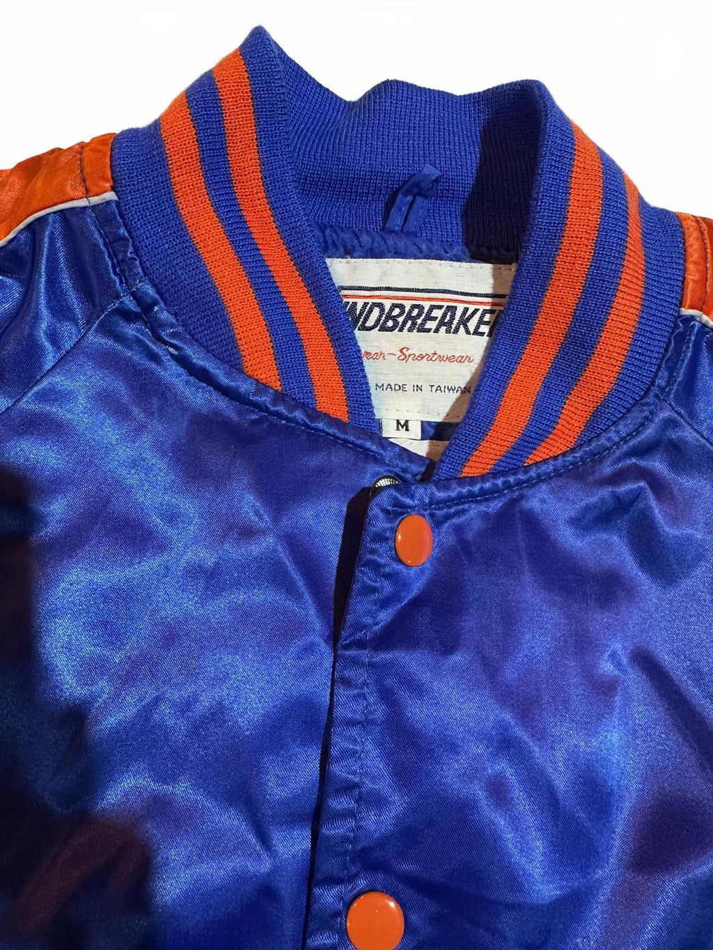 Vintage Windbreaker Satin Jacket Blue Orange M