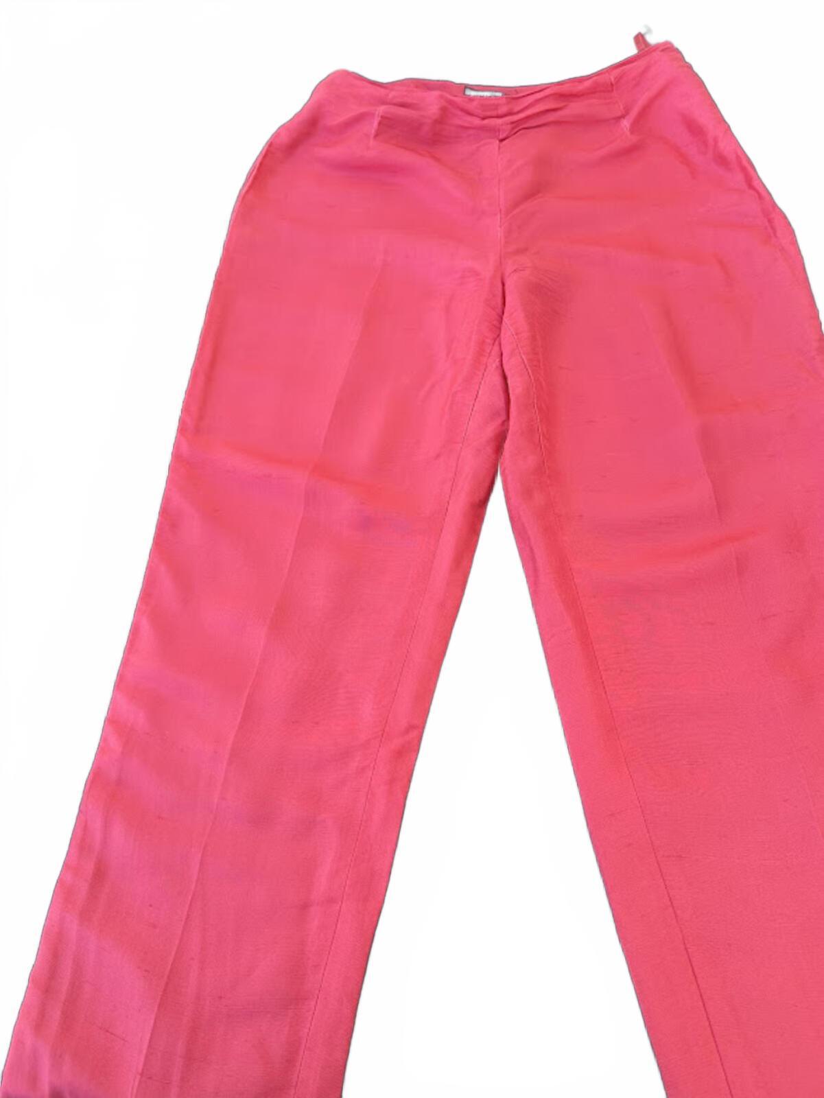 Finity  Coral Pink Silk Cropped Pants