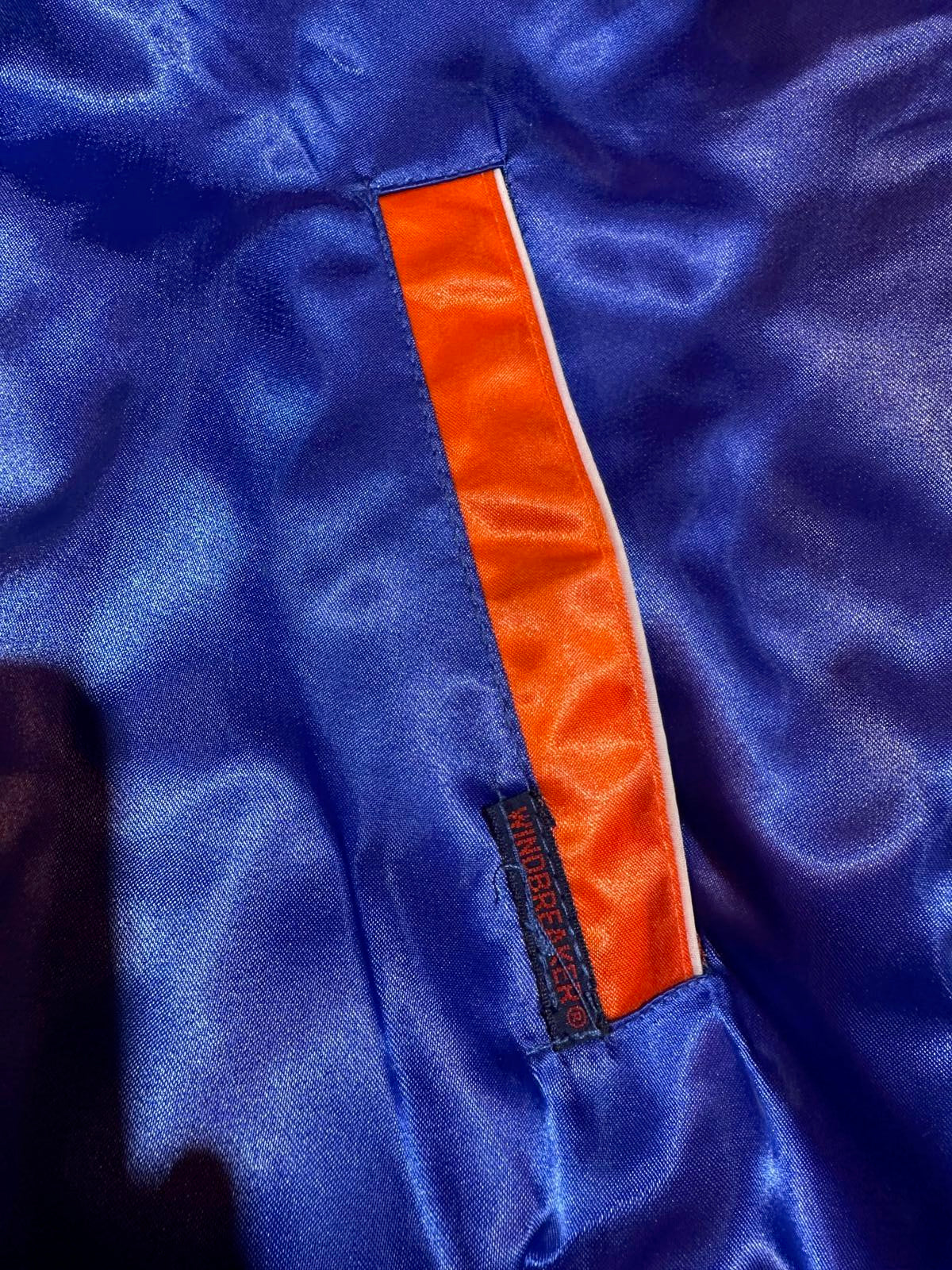 Vintage Windbreaker Satin Jacket Blue Orange M