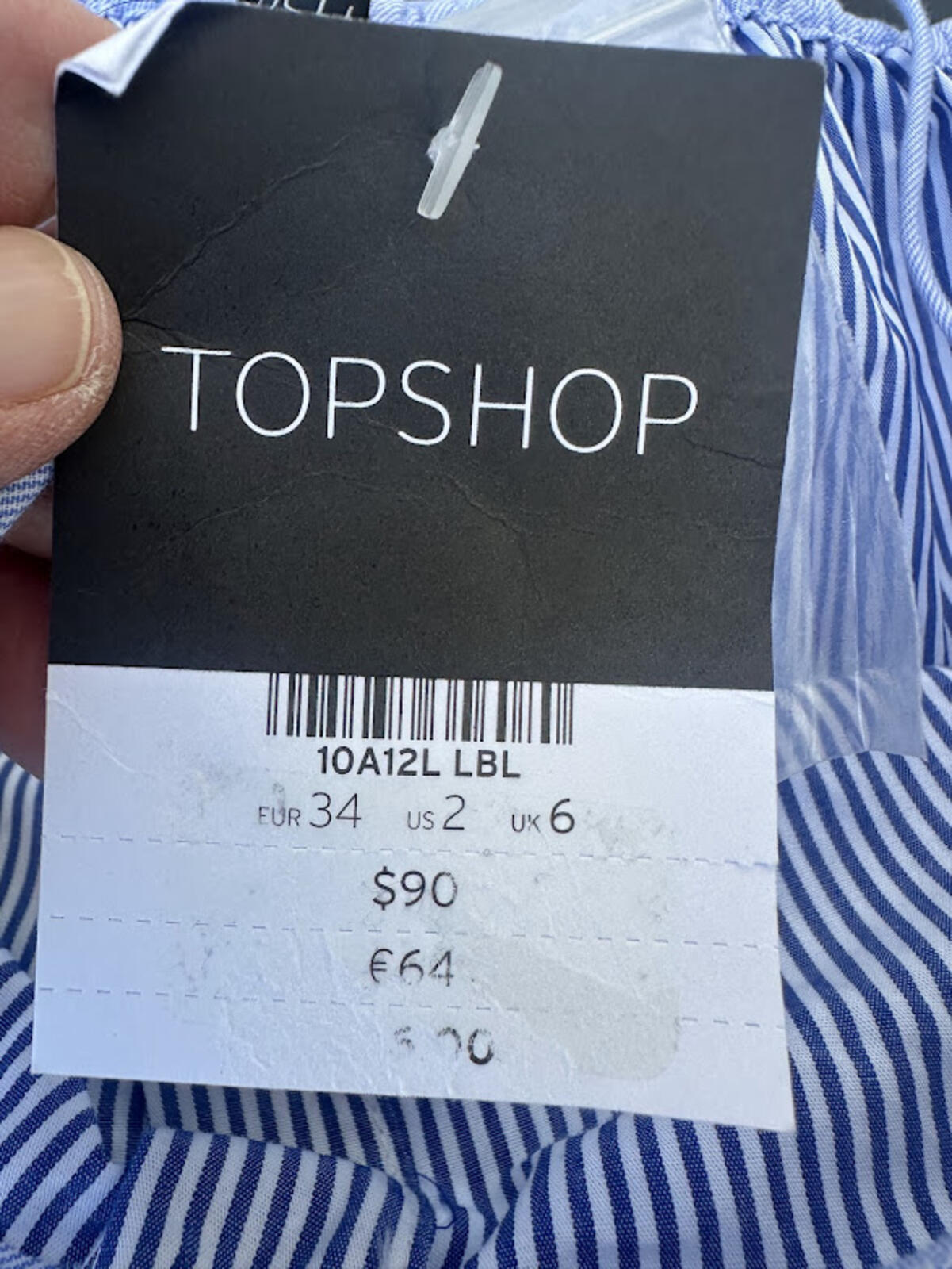 Topshop Blue Stripe Cold Shoulder Dress