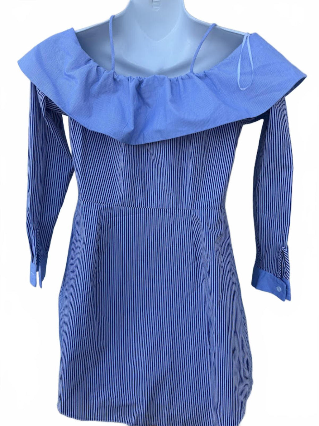 Topshop Blue Stripe Cold Shoulder Dress