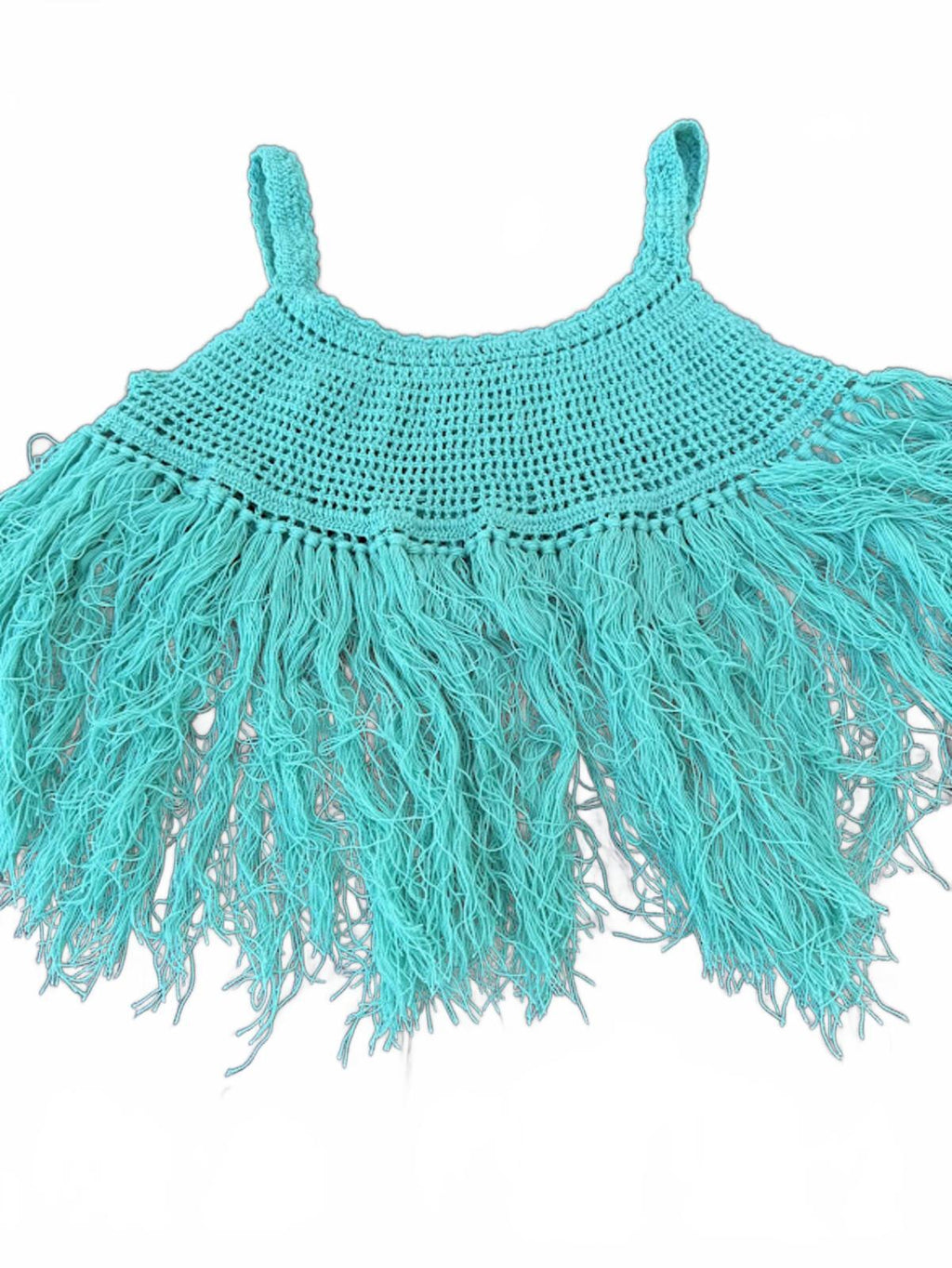 Turquoise Crochet Fringe Festival Top