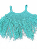 Turquoise Crochet Fringe Festival Top
