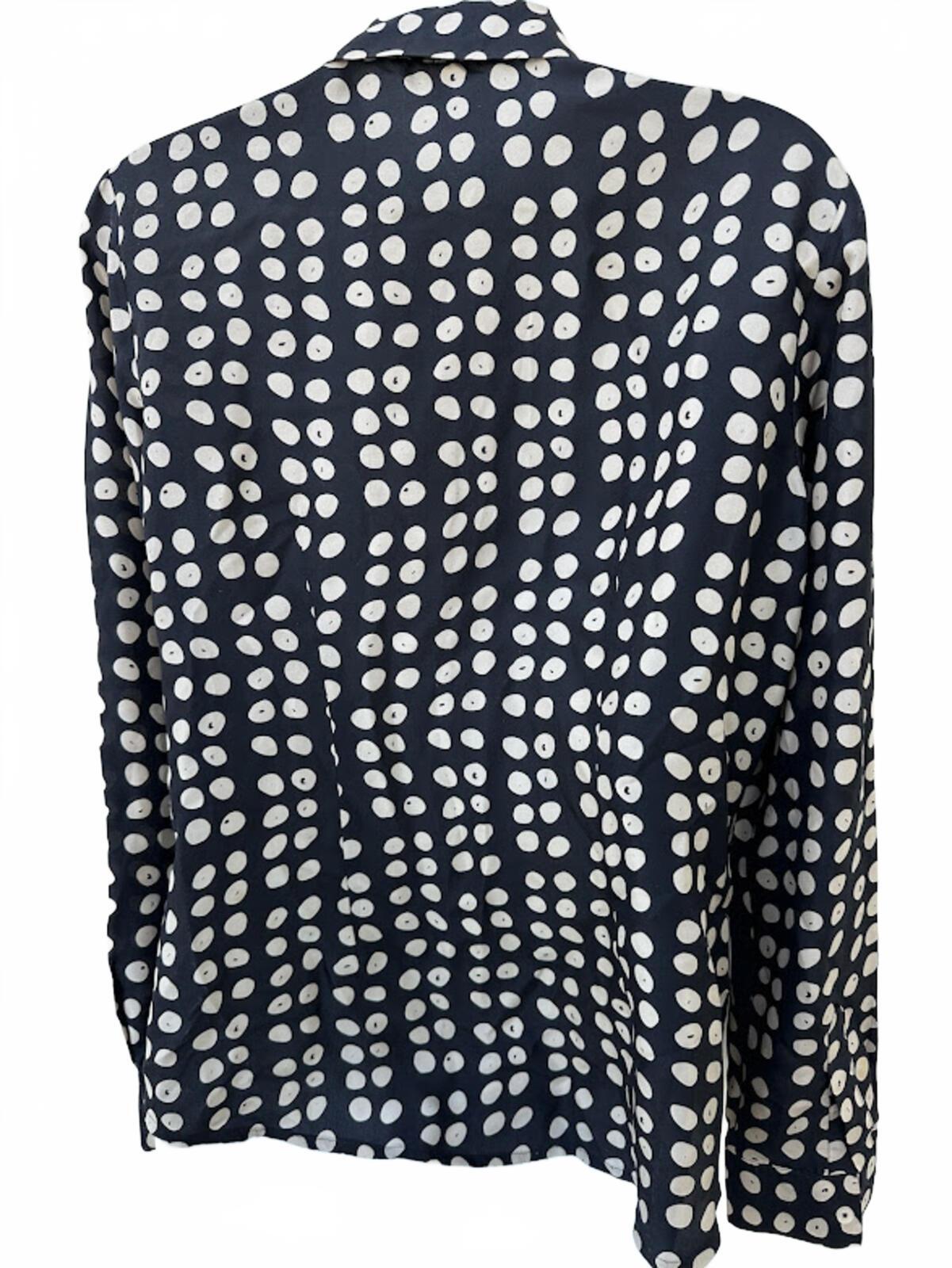 CAbi Silk Polka Dot Button Blouse Small
