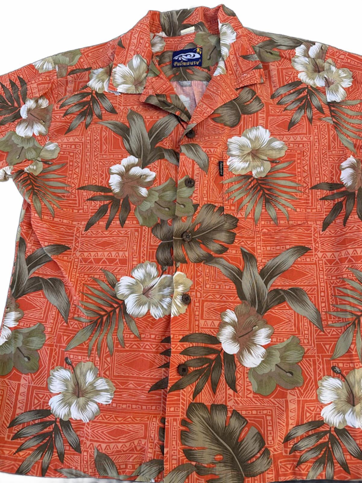 Palmwave Hawaiian Aloha Shirt Orange Floral