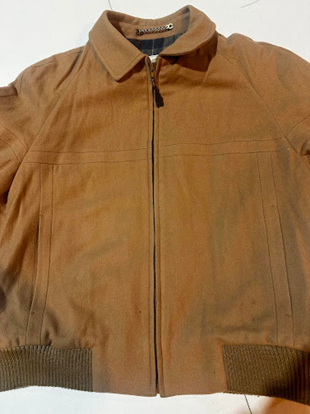 Vintage London Fog Tan Wool Jacket Plaid Lined 44R