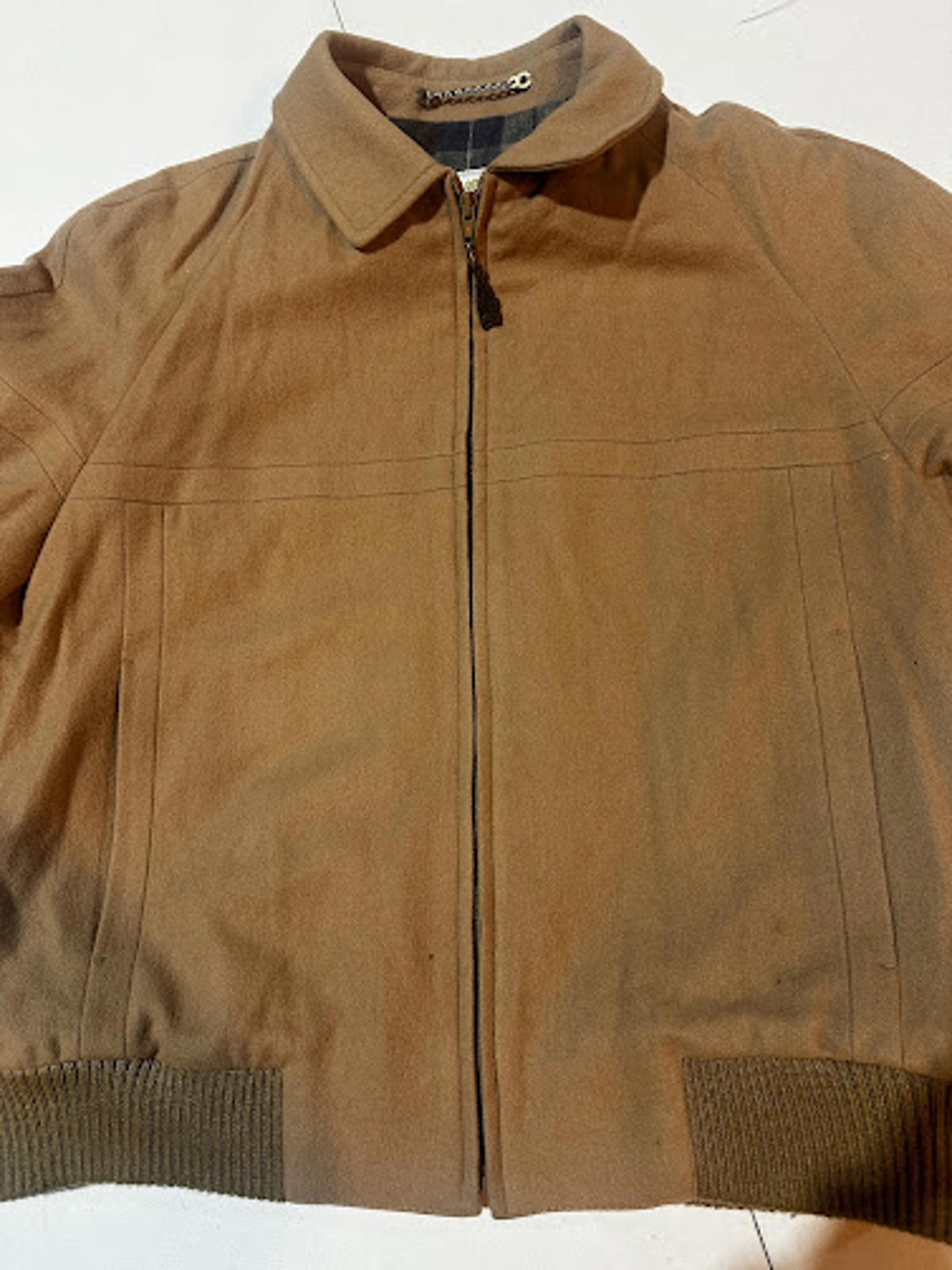 Vintage London Fog Tan Wool Jacket Plaid Lined 44R