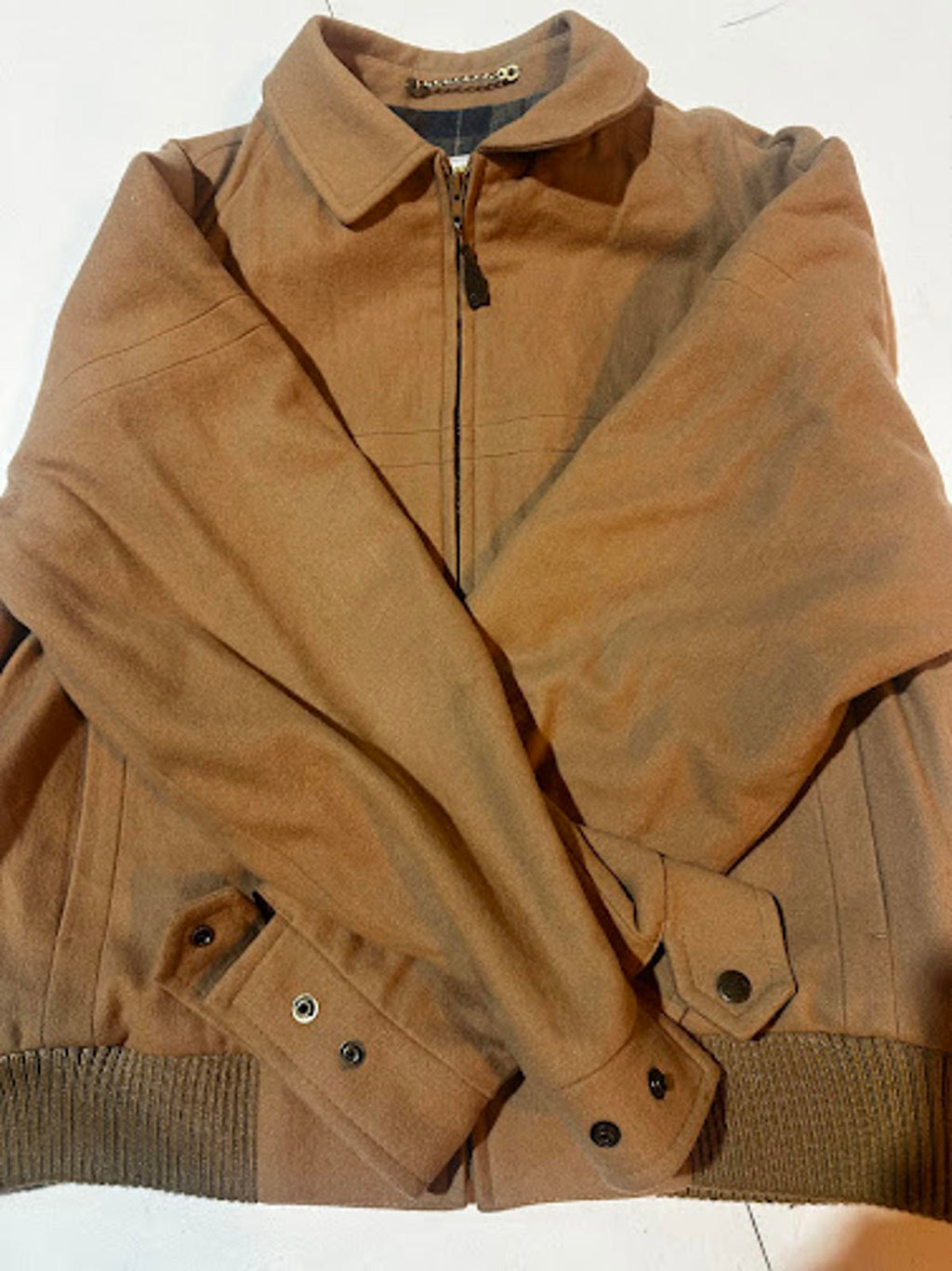 Vintage London Fog Tan Wool Jacket Plaid Lined 44R