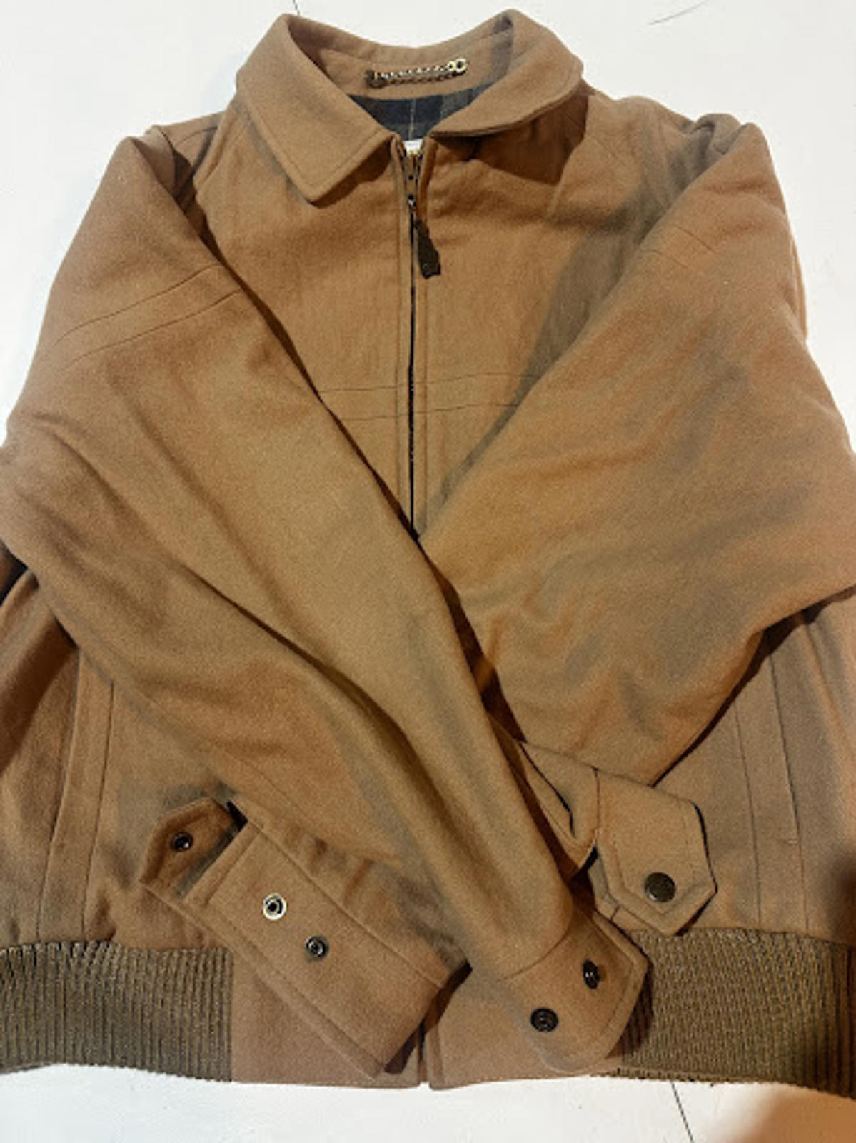 Vintage London Fog Tan Wool Jacket Plaid Lined 44R