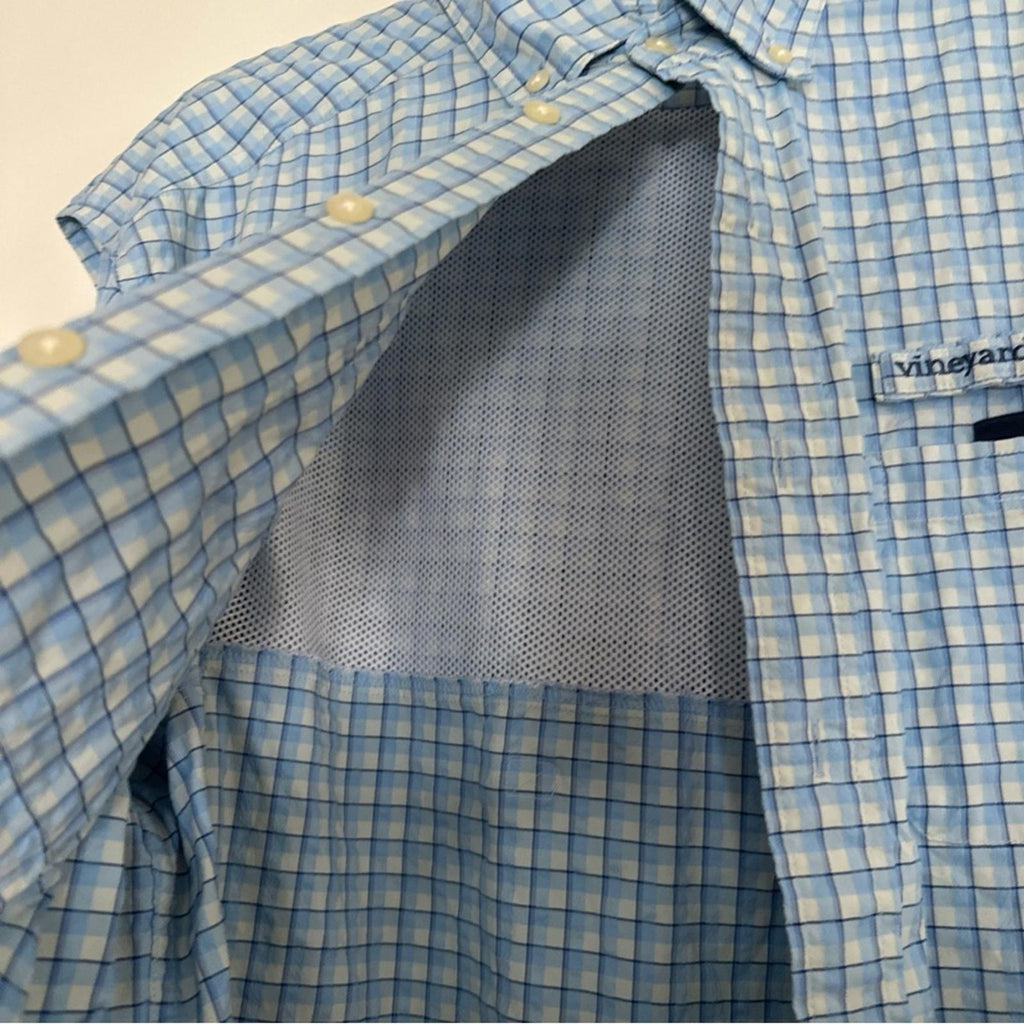 Vineyard Vines Harbor Shirt Blue Plaid M