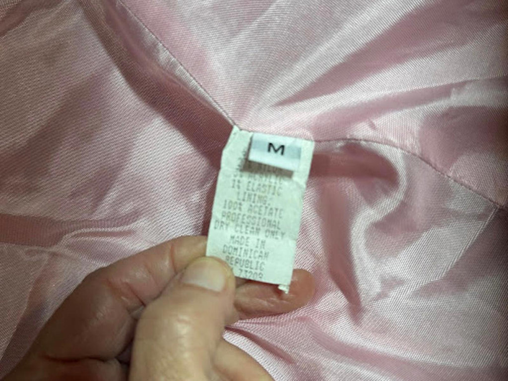 Vintage Pink Tweed Long Coat Satin Lined Medium