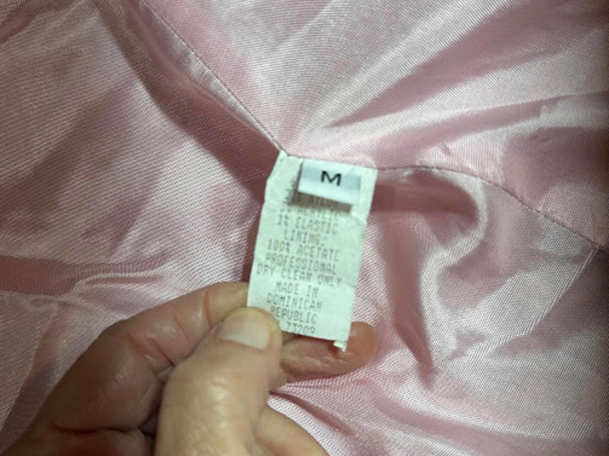 Vintage Pink Tweed Long Coat Satin Lined Medium