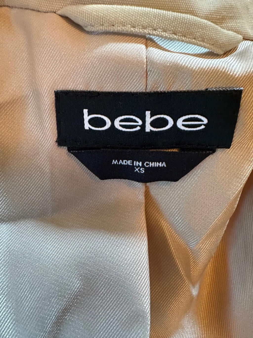 bebe XS tan moto trench coat faux leather belt zip