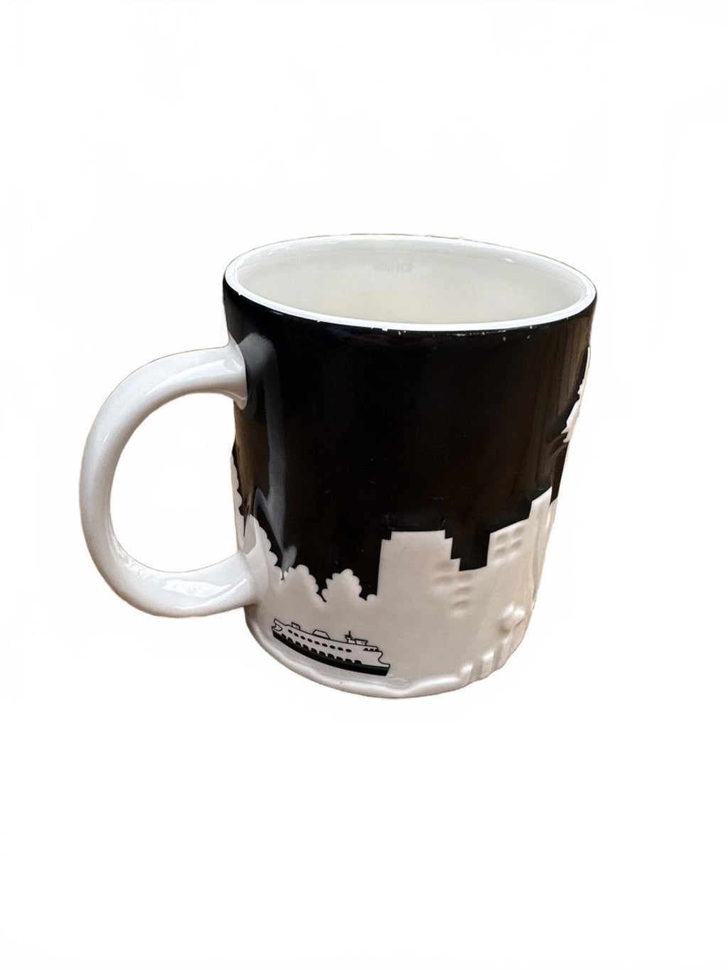 Starbucks Seattle Collector Series 3D Relief Black White Skyline 2012 16 oz Mug