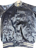 Vintage Whang Satin Varsity Bomber Jacket Navy Blue