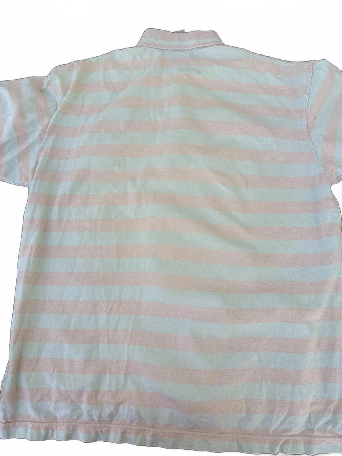 Aeropostale Stripe Polo Pink Green Puzzle Patch