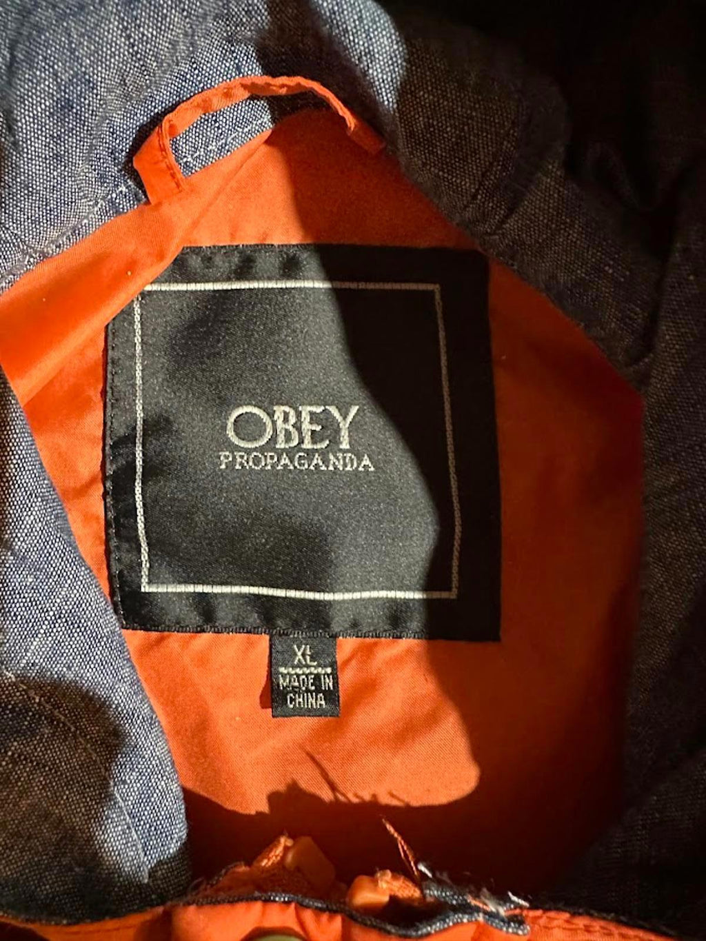 Obey Propaganda Hooded Nylon Jacket XL Orange