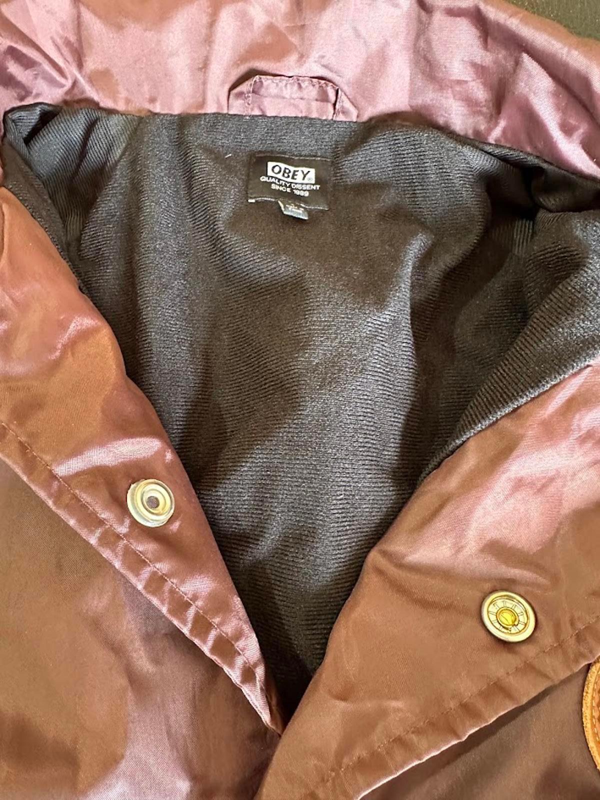 Obey Burgundy Coaches Jacket Small Streetwear