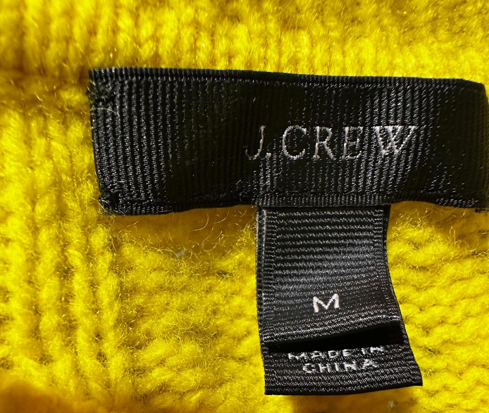 J.Crew Yellow Cable Knit Sweater Shoulder Buttons M