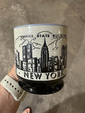 Vintage Billoo Coffee Mug New York Empire State Building & Twin Towers 3.75”