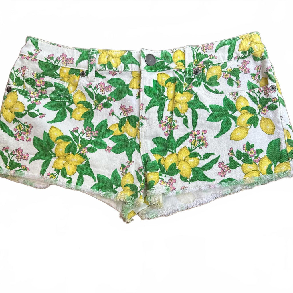 VS Pink Lemon Print Denim Cutoff Shorts Size 6