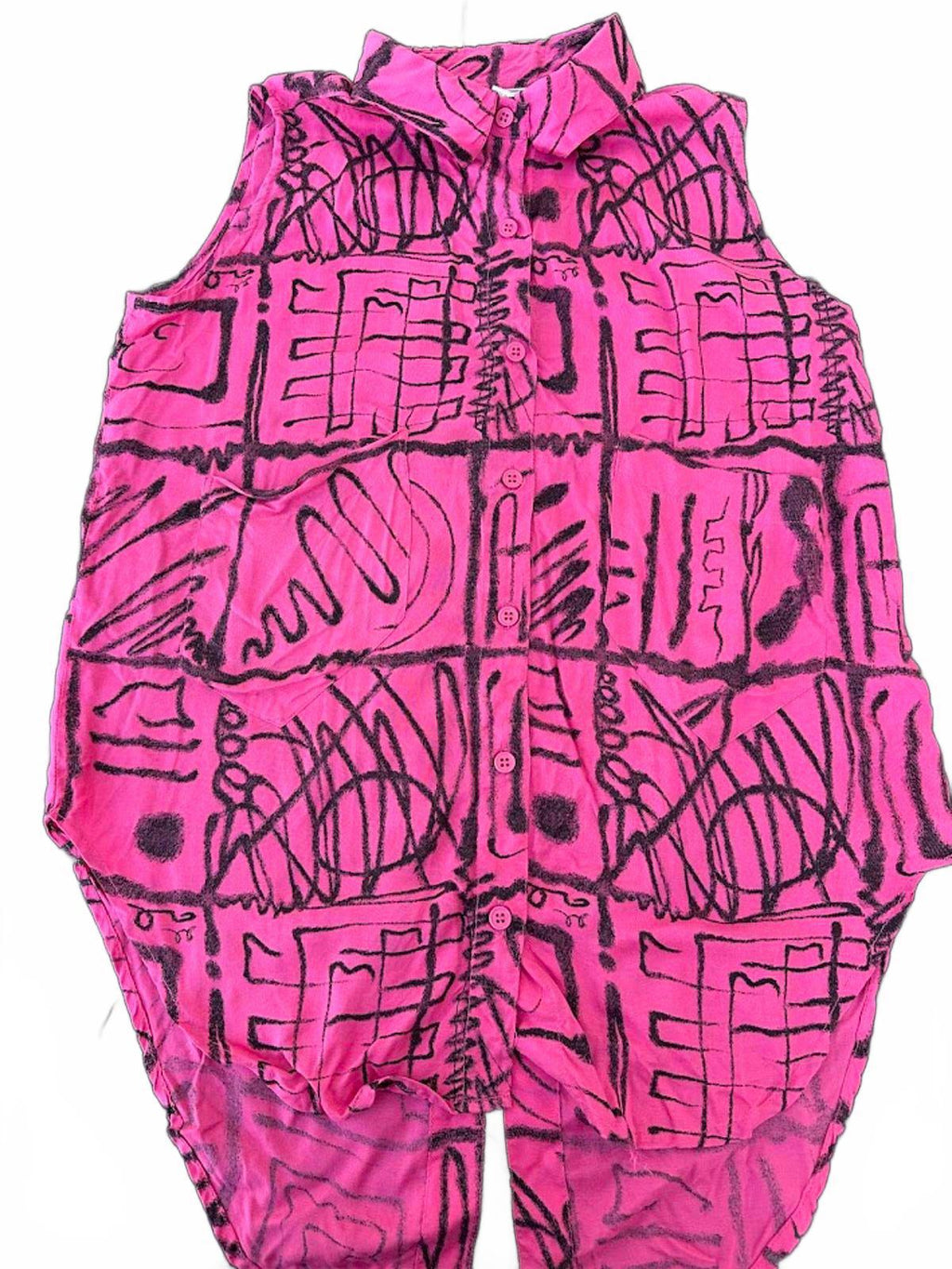 Vintage Carolhorn Pink Rayon Tie Back Top S