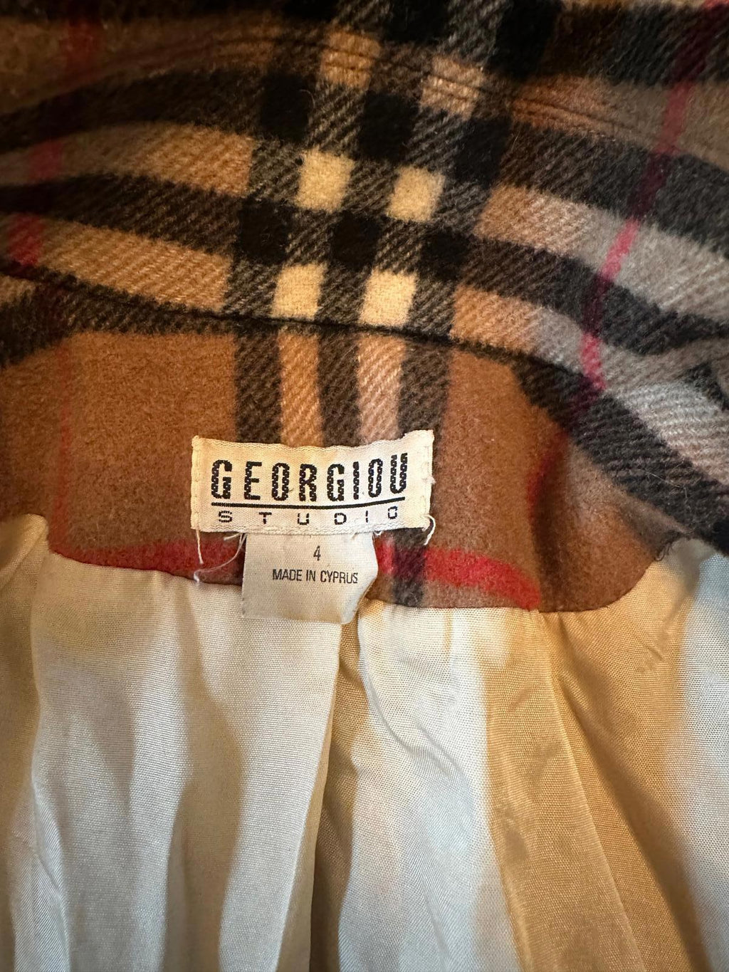 Vintage Georgiou Wool Plaid Belted Jacket Small