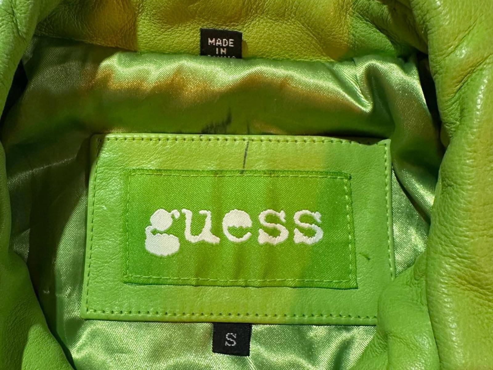 GUESS Vintage Lime Green Leather Jacket Women S
