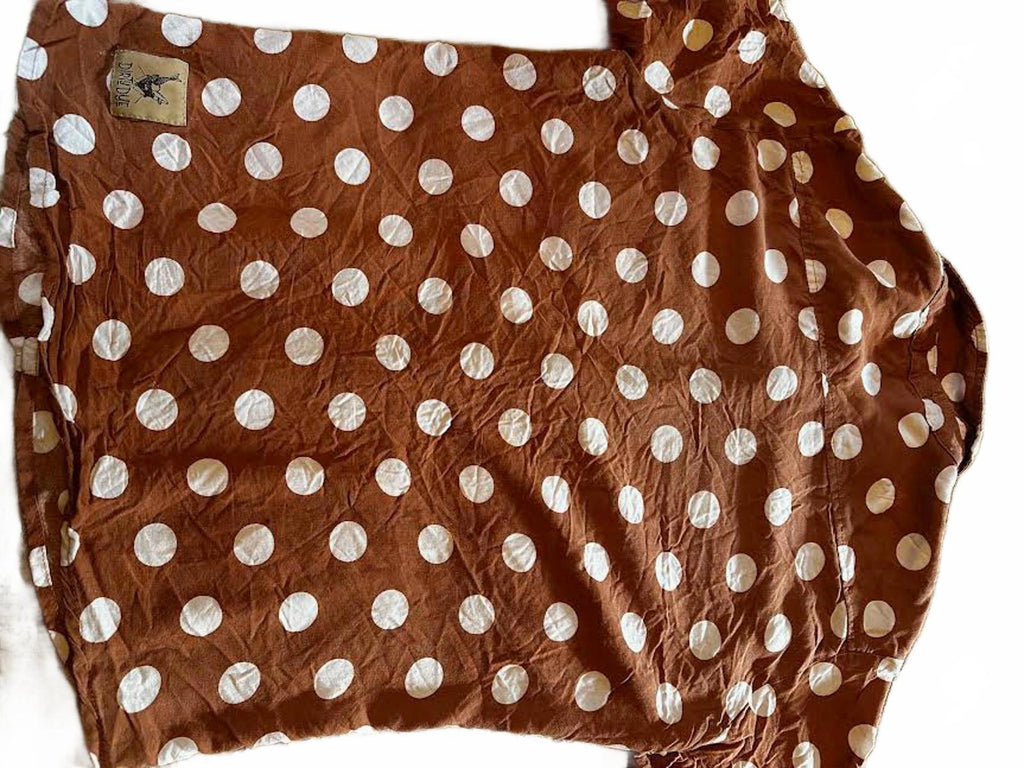 Dirty Dye Brown Polka Dot Button Shirt Short Sleeve