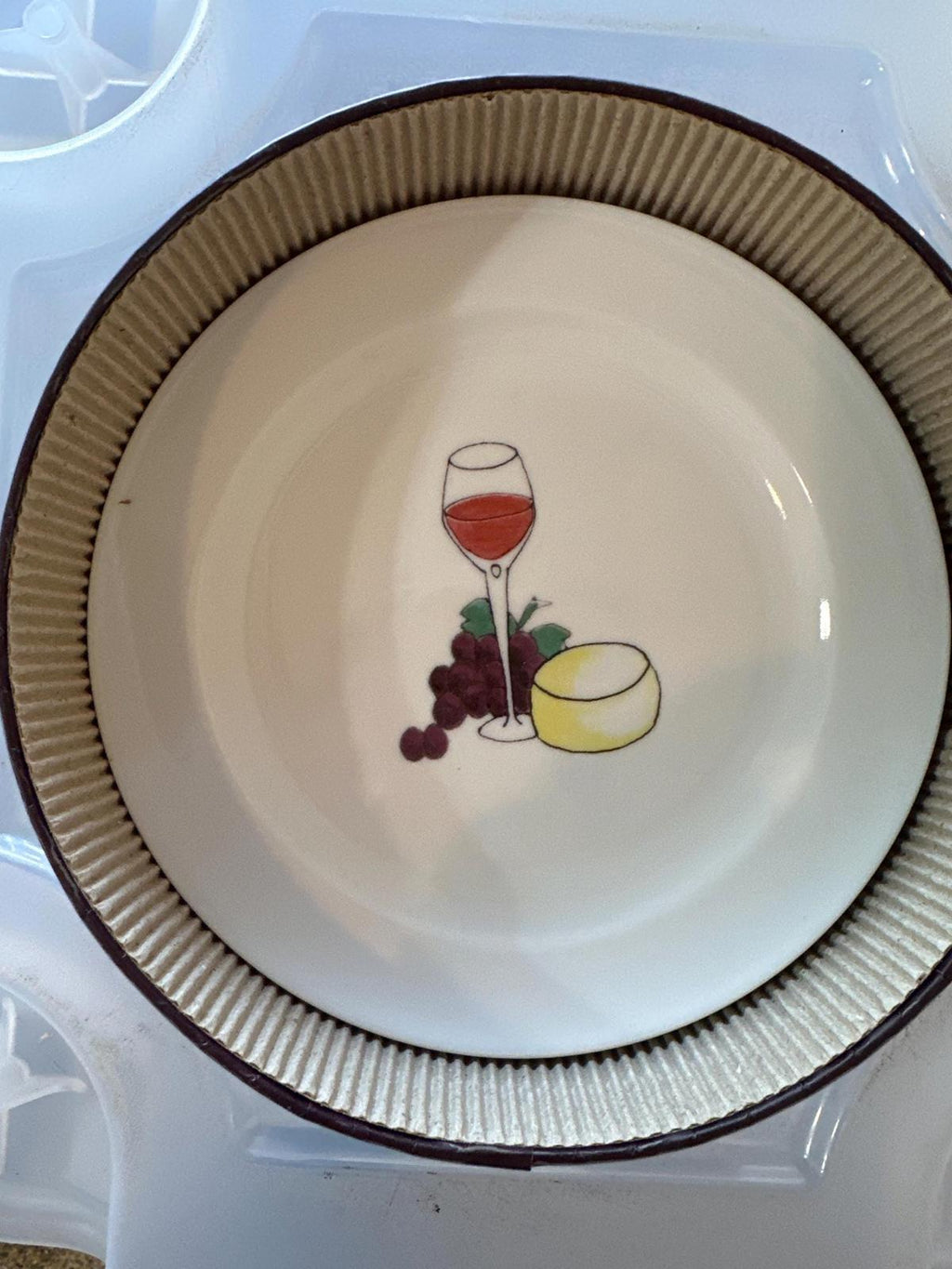 Wine and Cheese Theme Ceramic Plates – Set of 4 – Vineyard Decor – Gift Box Included