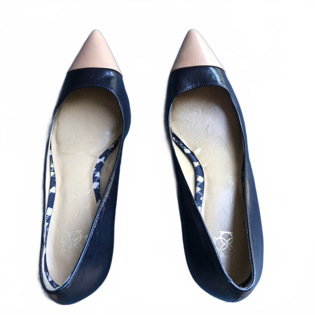 Ann Taylor Navy & Tan Cap Toe Heels Size 7