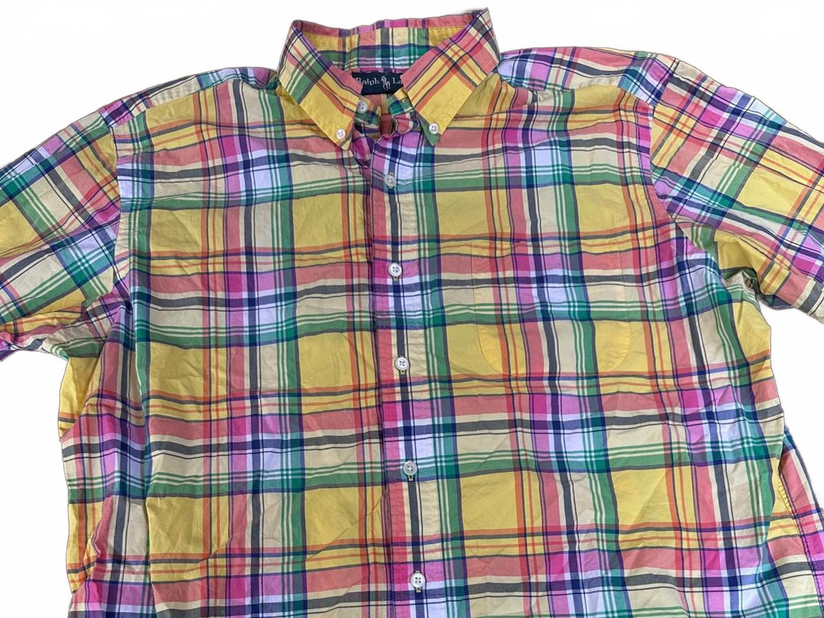 Ralph Lauren Men's Yellow Multicolor Plaid Shirt L