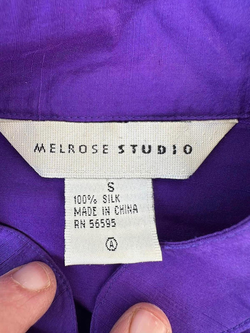 Melrose Studio Purple Silk Blouse Small