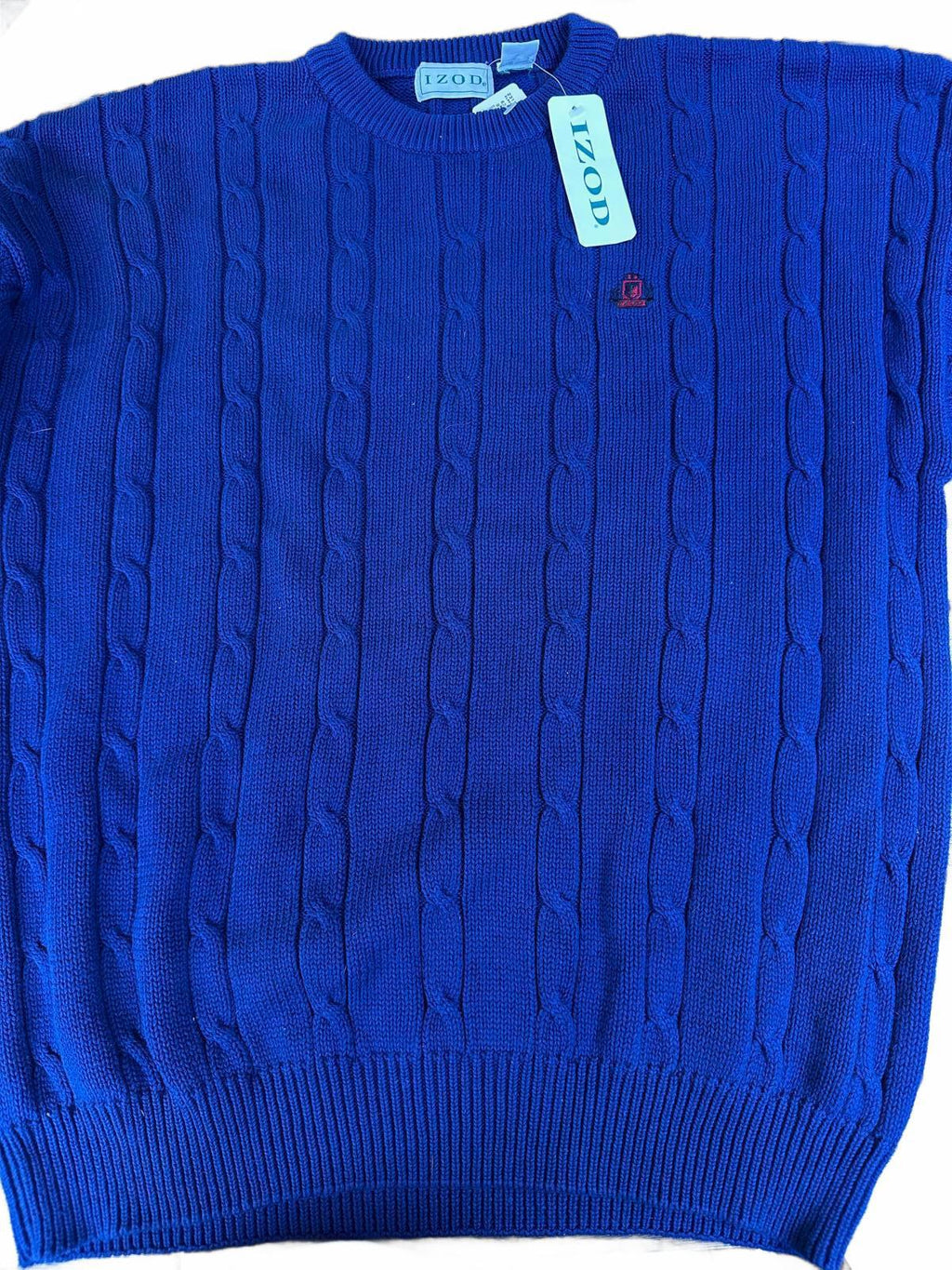 IZOD Men’s XL Royal Blue Cable Knit Cotton Sweater NWT