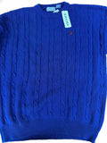 IZOD Men’s XL Royal Blue Cable Knit Cotton Sweater NWT