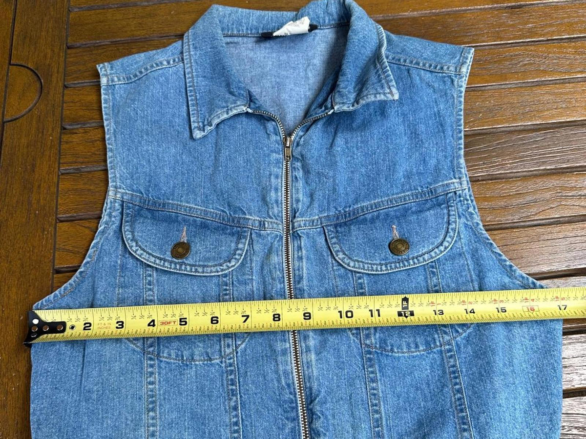 Vintage Breeches USA Denim Zip Front Vest Women's M