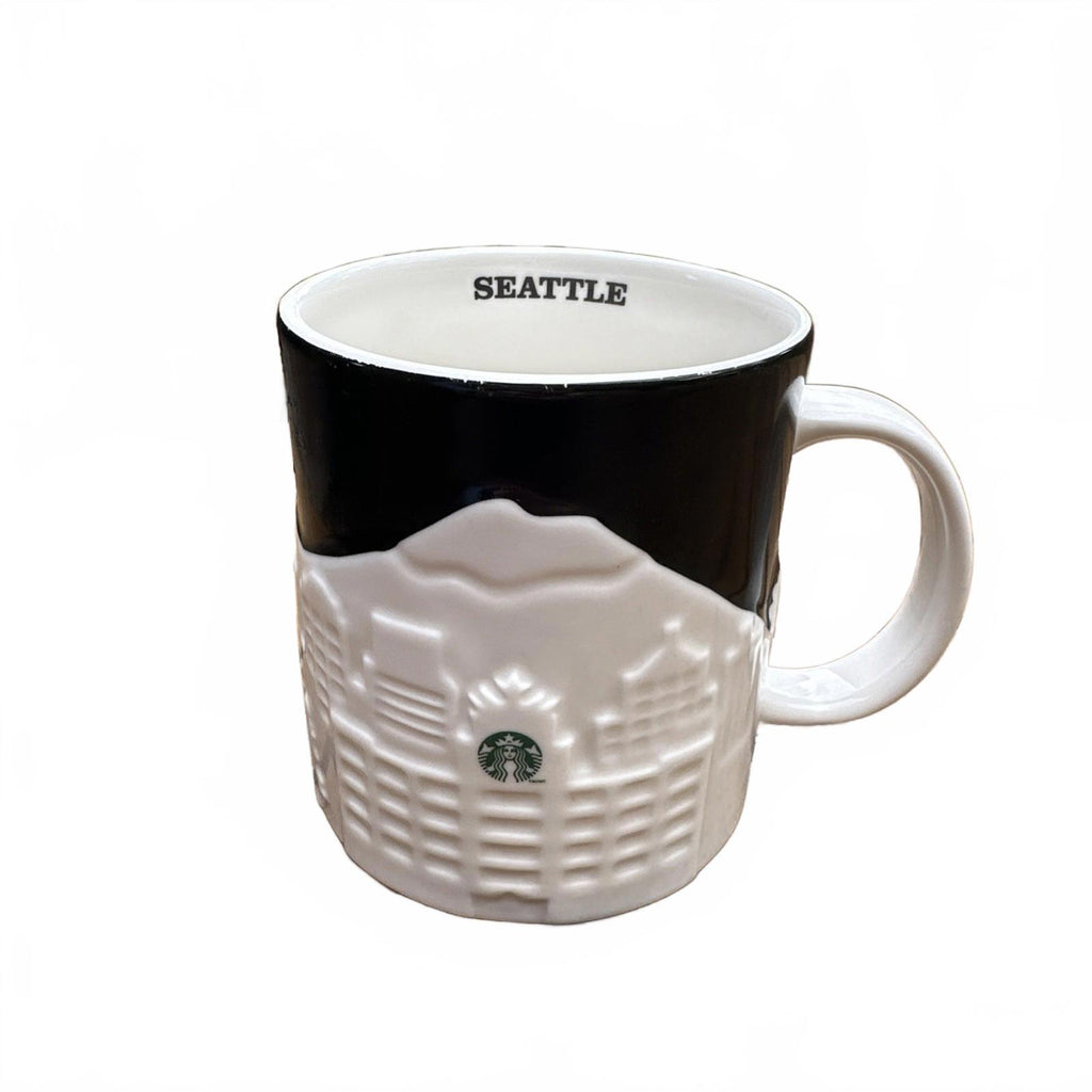 Starbucks Seattle Collector Series 3D Relief Black White Skyline 2012 16 oz Mug