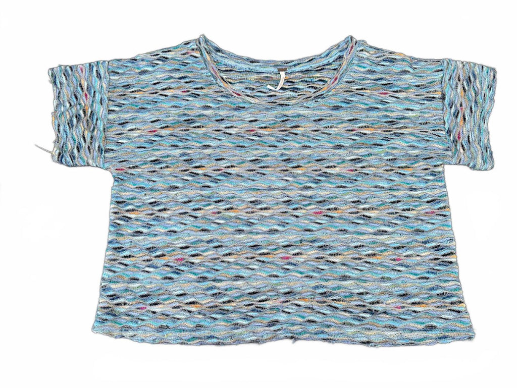 Free People Knit Crop Top Blue Textured M