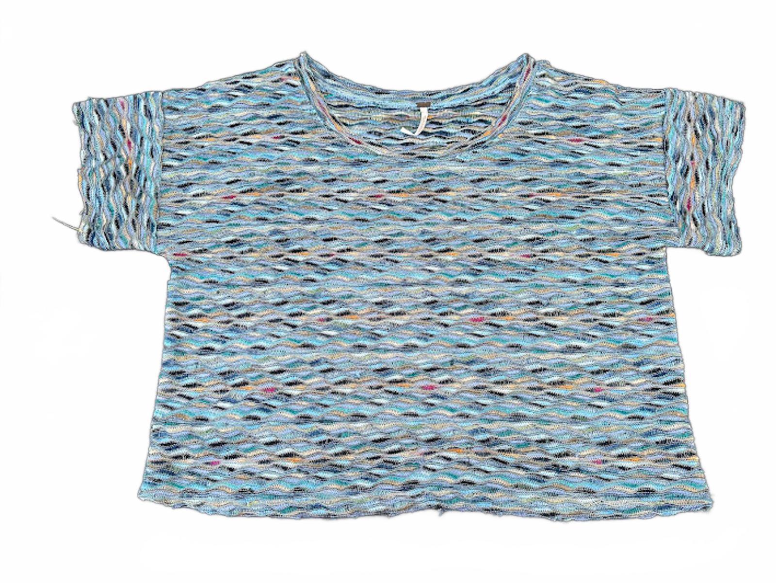 Free People Knit Crop Top Blue Textured M