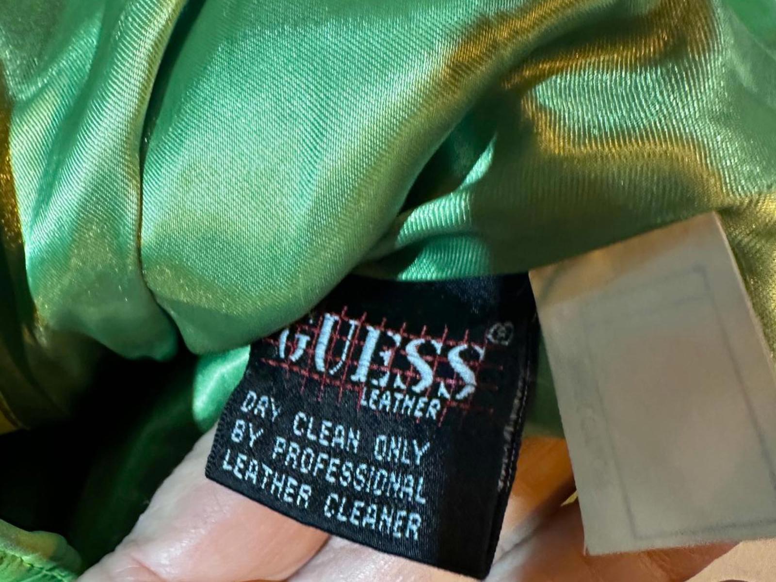 GUESS Vintage Lime Green Leather Jacket Women S