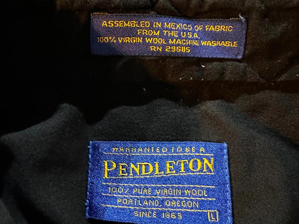 Pendleton Washable Wool Shirt Jacket L Green Suede Elbow Patches USA Vintage