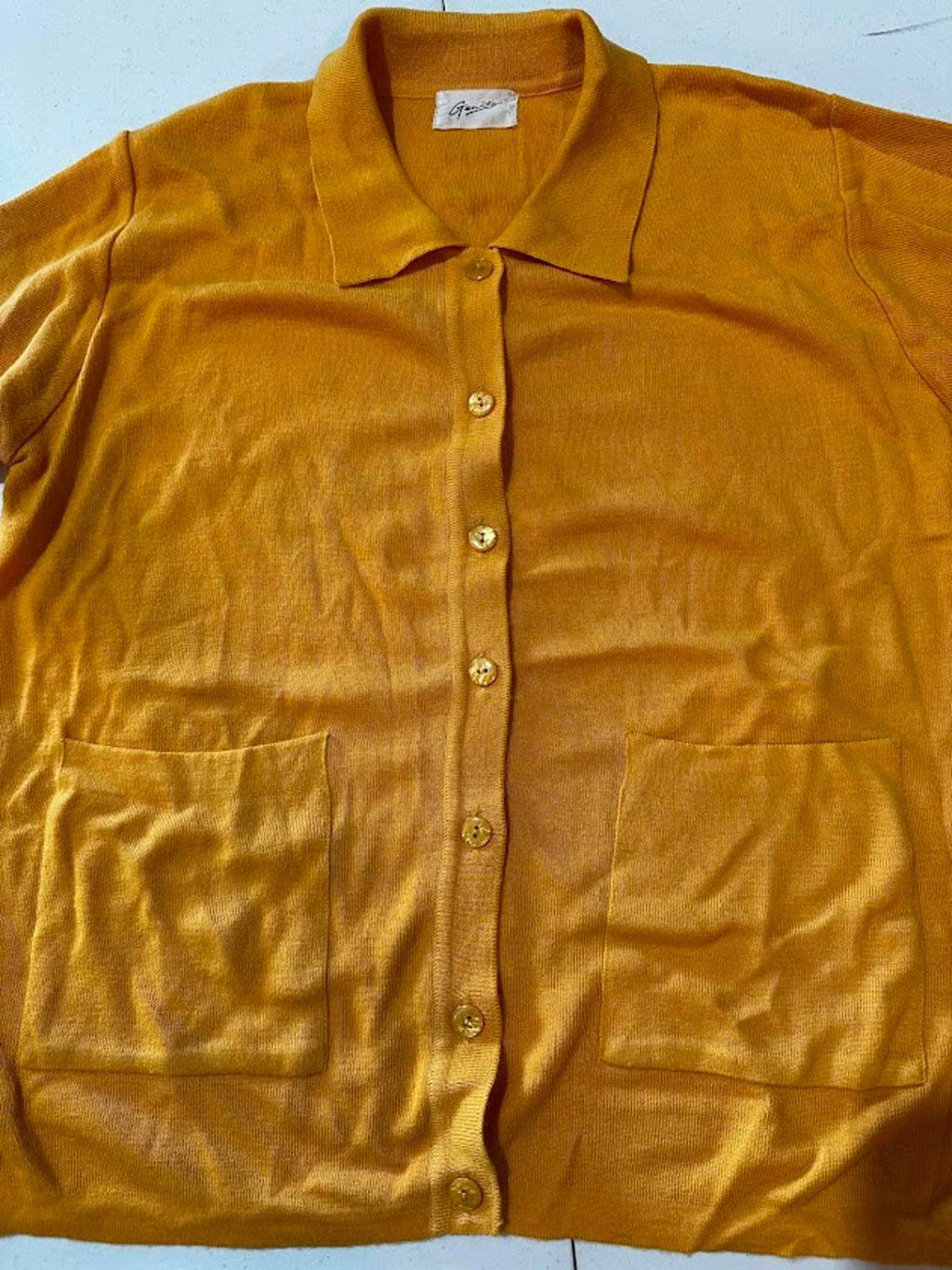 Vintage Genito Mustard Wool Cardigan Sweater w Pockets