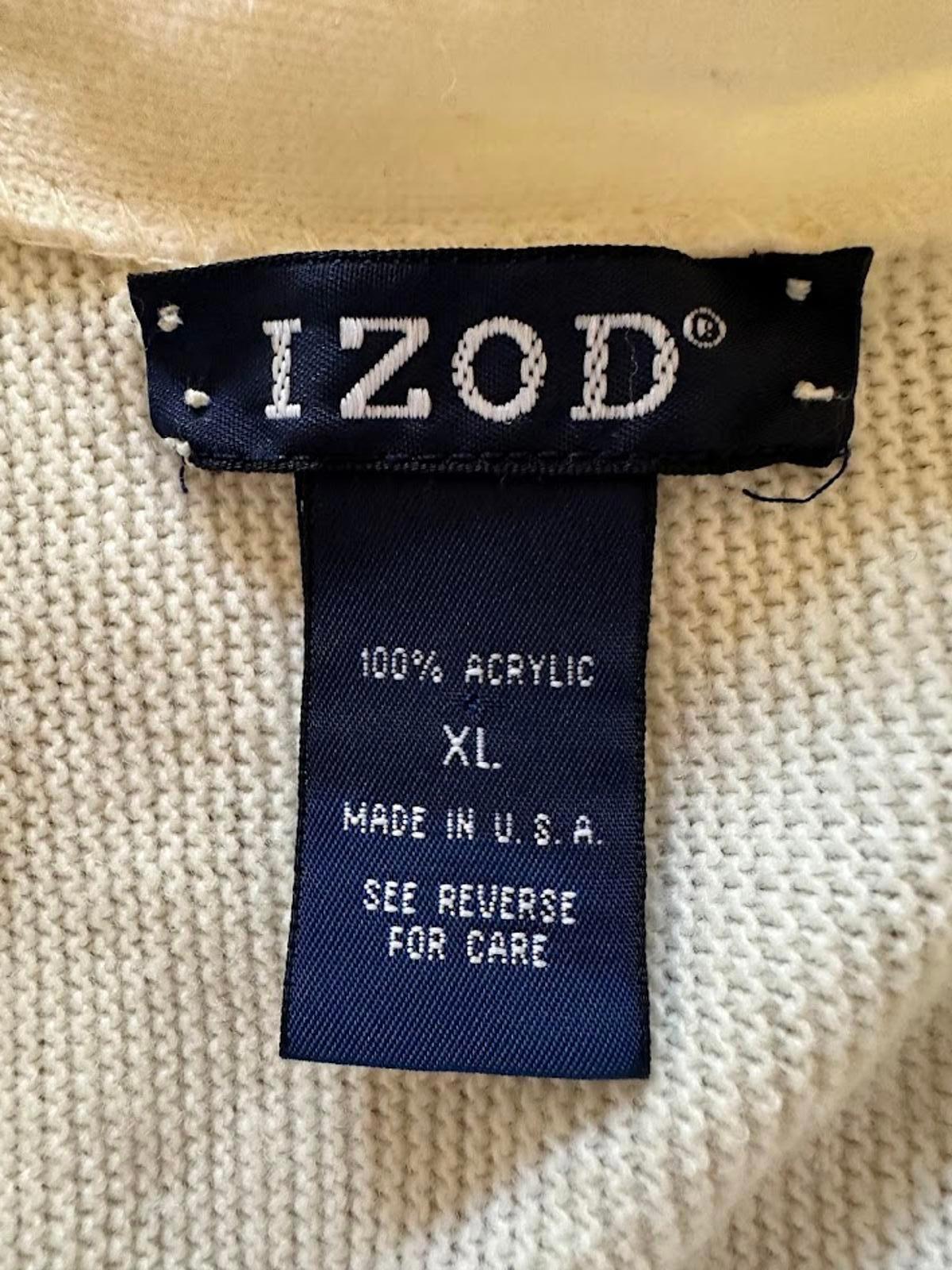 IZOD Cream Cotton Cardigan Sweater XL