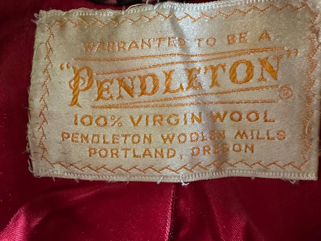 Vintage 50s Pendleton Red Plaid Wool Coat Medium Bouclé Long Winter Overcoat USA