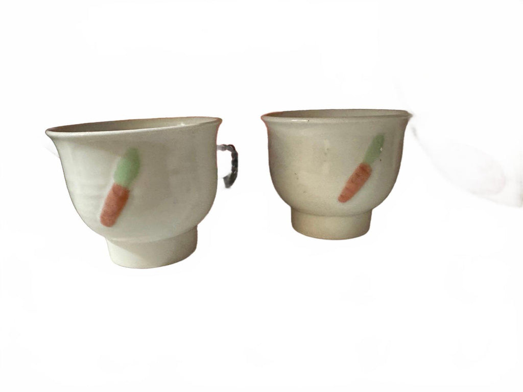 Vintage Hand-Painted Carrot Cups Pair