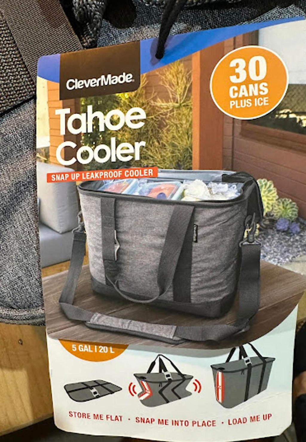 CleverMade Tahoe Cooler 30 Can Gray Tote