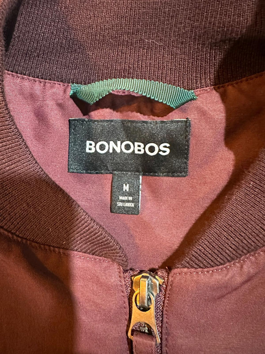 Bonobos Burgundy Bomber Jacket Men Medium Full Zip