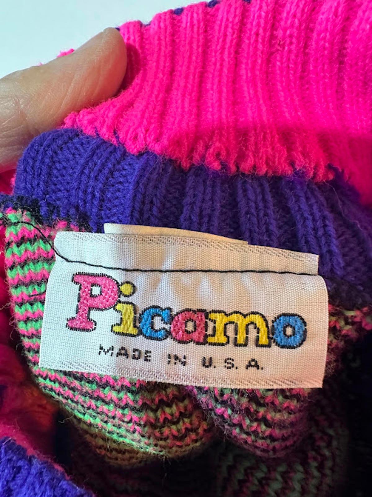 Vintage Picomo USA Neon Graphic Knit Sweater