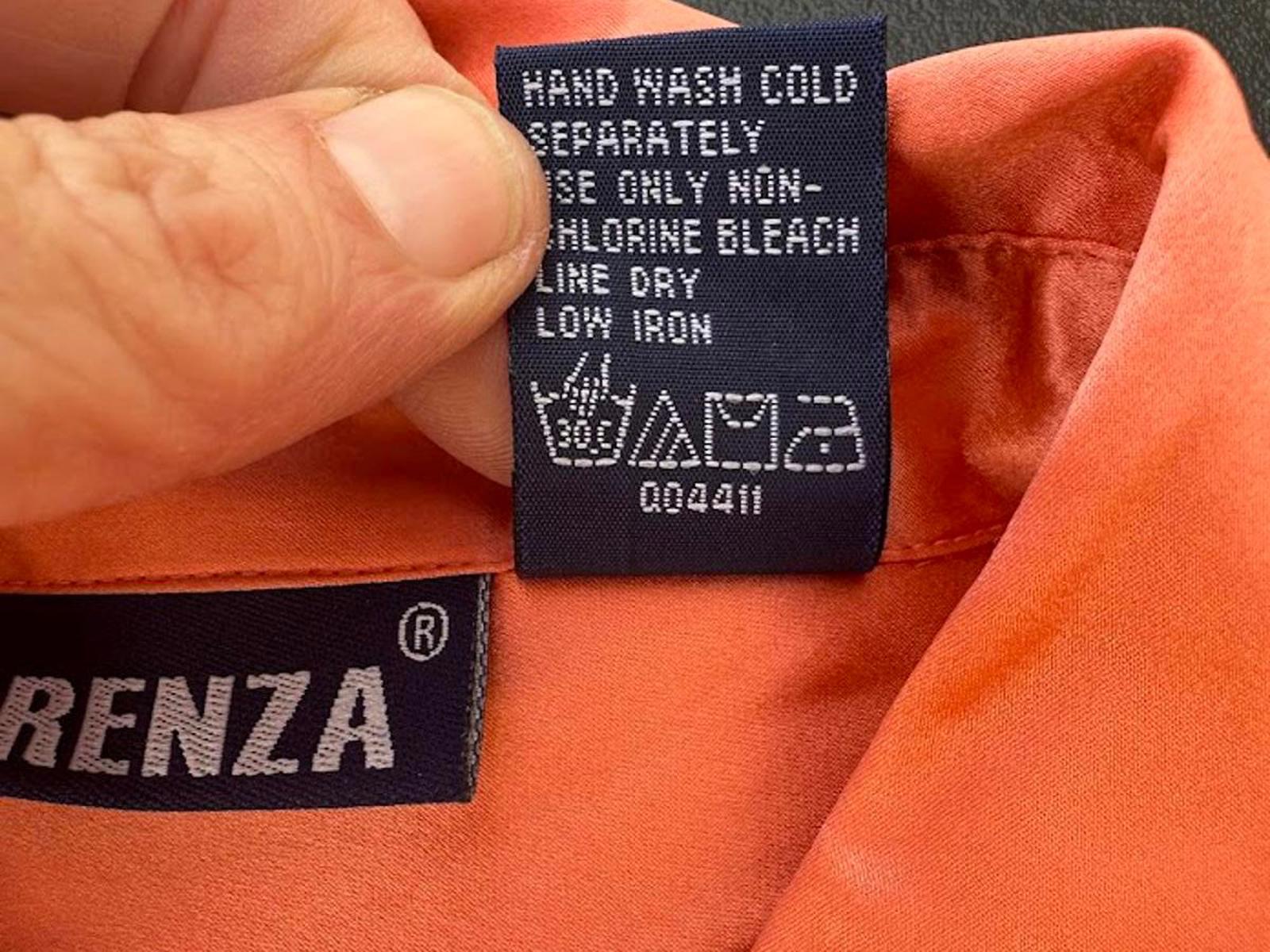 Forenza Silk Button Front Blouse S Orange